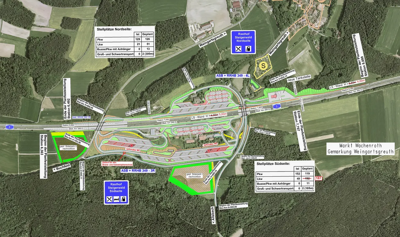 Übersichtslageplan Tank- und Rastanlage Steigerwald