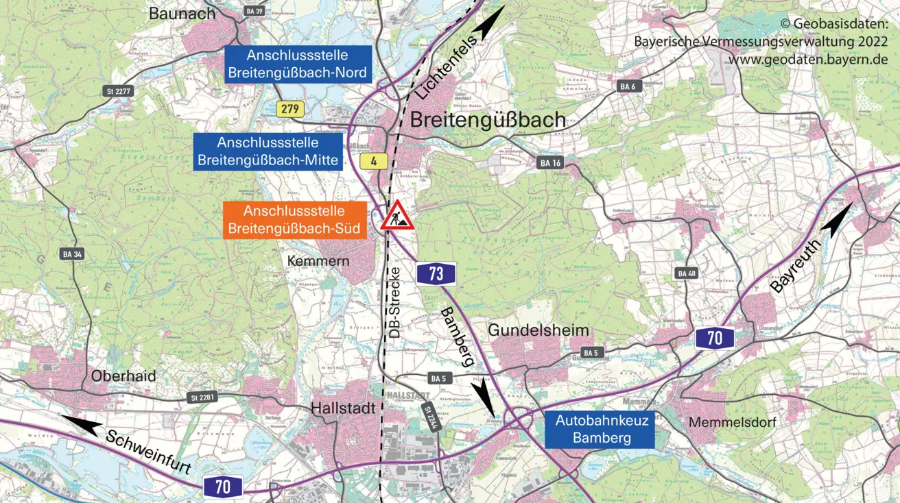 Übersichtslageplan Brücke südlich Breitengüßbach