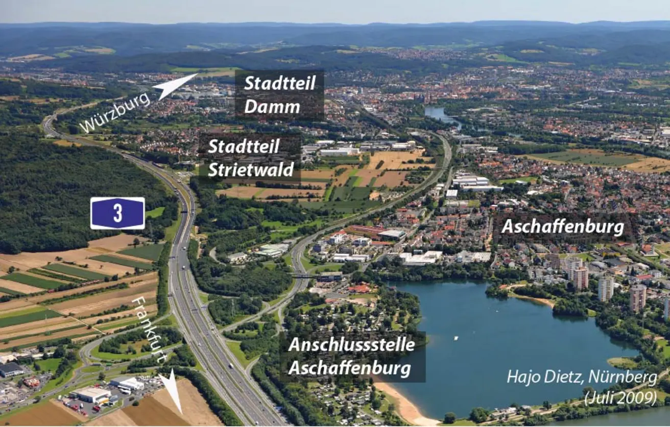 Übersicht Lärmschutz mit Photovoltaik bei Aschaffenburg